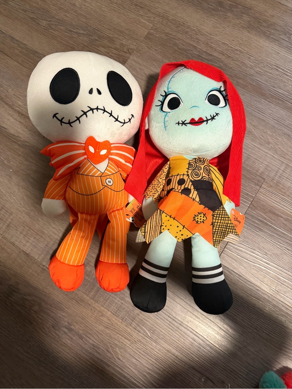 Disney Jack Skellington & Sally Plush Set - Orange, Red, Mint